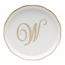 Herend Golden Edge Coaster Monogram W