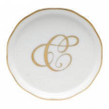 Herend Golden Edge Coaster Monogram C