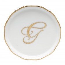 Herend Golden Edge Monogram Coaster G