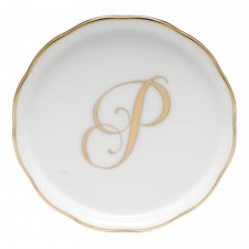 Herend Golden Edge Coaster Monogram P