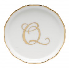 Herend Golden Edge Coaster Monogram Q