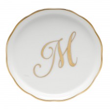 Herend Golden Edge Coaster Monogram M