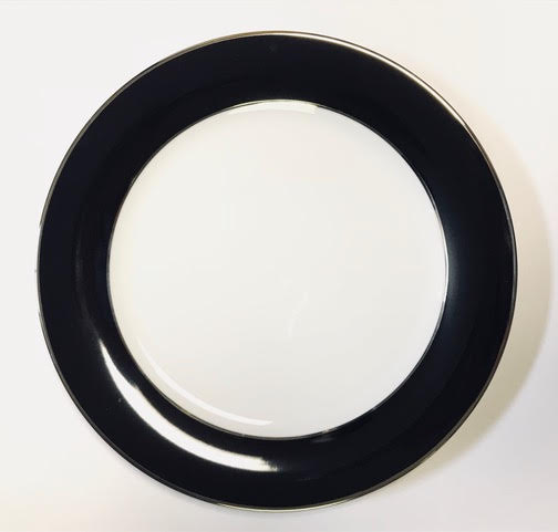 Pickard Colorsheen Ultra White Black & Platinum Dinner Plate