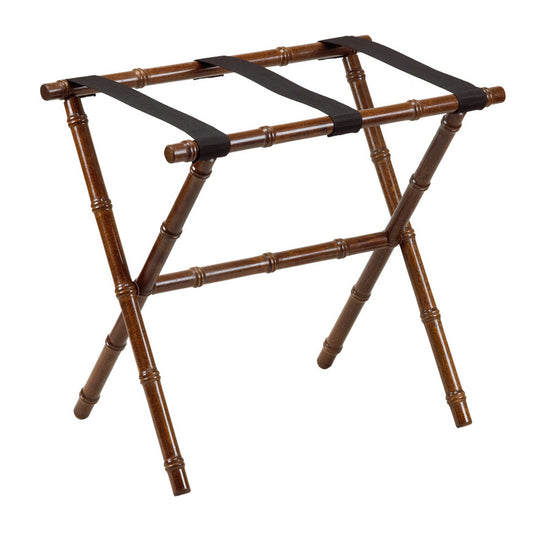 Wooden Bamboo Luggage Rack Dark Walnut & Black