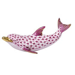 Herend Playful Dolphin Raspberry
