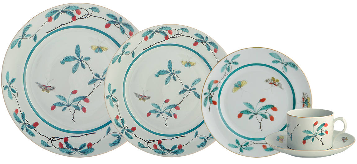 Mottahedeh Famille Verte 5 Piece Place Setting