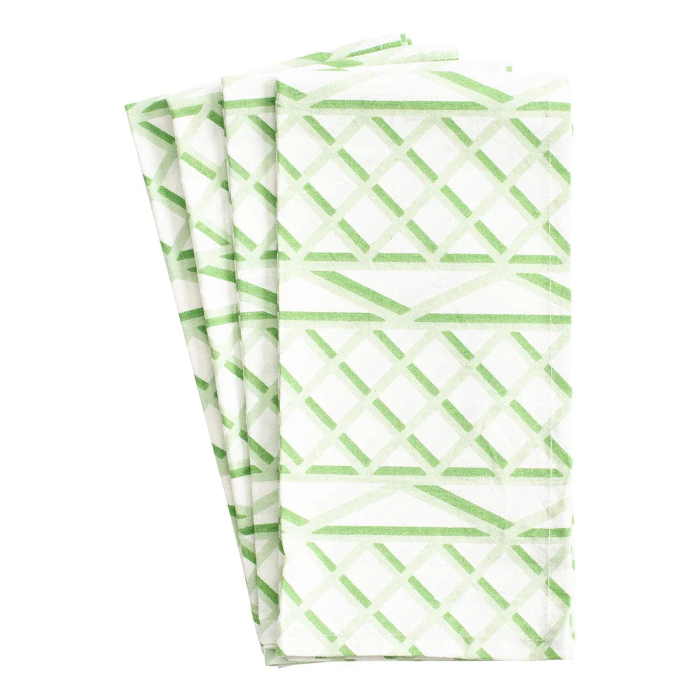 Caspari Trellis Cotton Dinner Napkins | Green & White