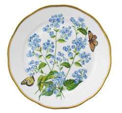 Herend American Wildflowers Dinner Plate - Blue Wood Aster