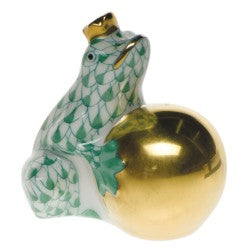 Herend Frog with Crown Green