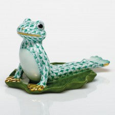 Herend Yoga Frog in Cobra Pose Green
