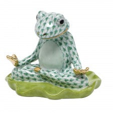 Herend Yoga Frog on Lily Pad Green