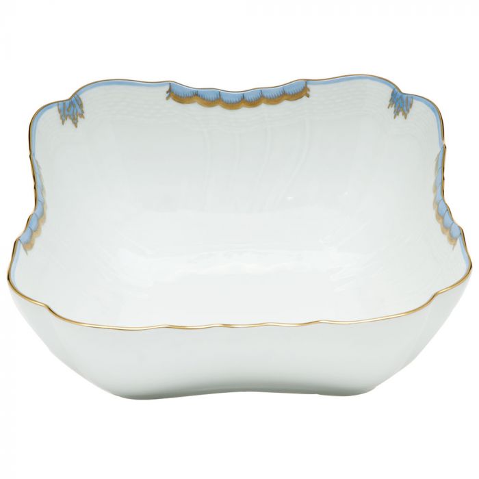 Herend Princess Victoria Light Blue Square Salad Bowl