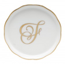 Herend Golden Edge Monogram Coaster F