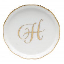Herend Golden Edge Monogram Coaster H
