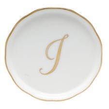 Herend Golden Edge Monogram Coaster I