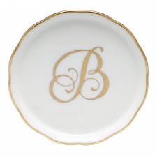 Herend Golden Edge Monogram Coaster B