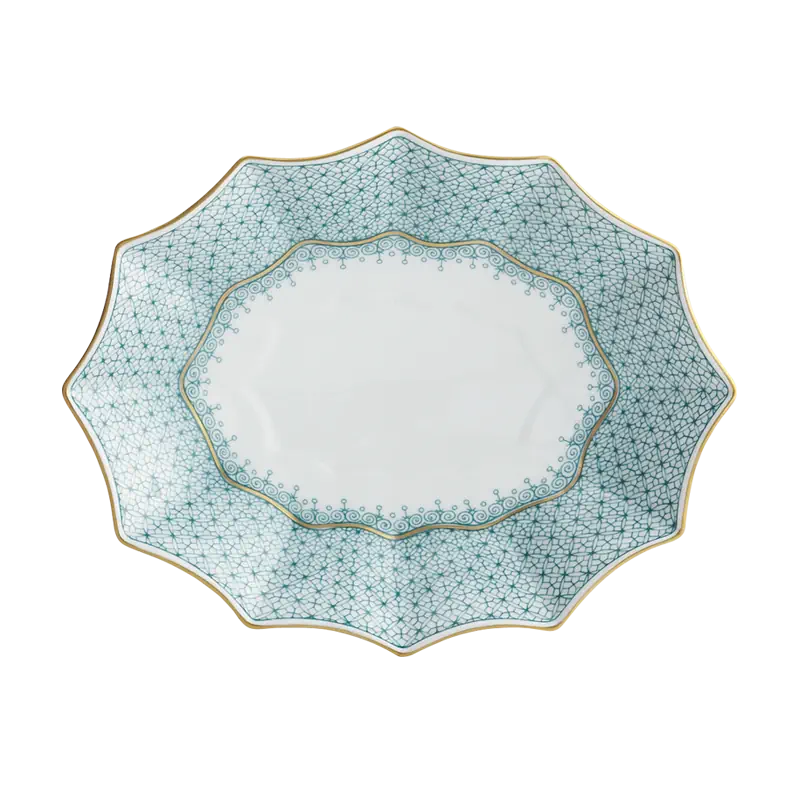 Mottahedeh Green Lace Medium Fluted Tray