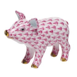 Herend Little Pig Standing Raspberry