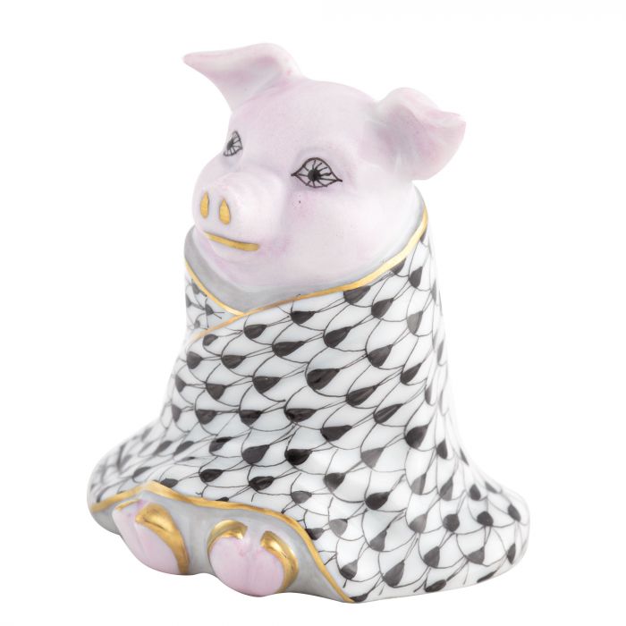 Herend Pig in a Blanket Black