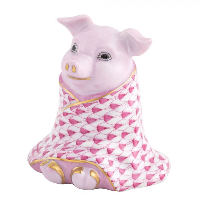 Herend Pig in a Blanket Raspberry