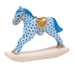 Herend Baby Rocking Horse Blue