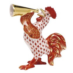 Herend Crowing Rooster Rust
