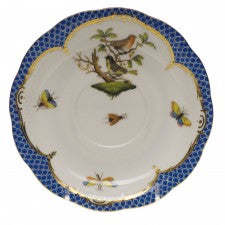 Herend Rothschild Bird Blue Border Tea Saucer