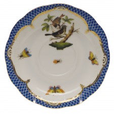 Herend Rothschild Bird Blue Border Tea Saucer
