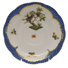 Herend Rothschild Bird Blue Border Tea Saucer -motif 11