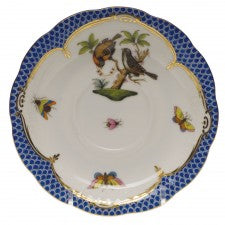 Herend Rothschild Bird Blue Border Tea Saucer-Motif 12