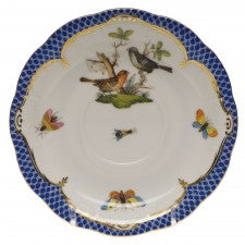 Herend Rothschild Bird Blue Border Tea Saucer