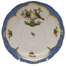 Herend Rothschild Bird Blue Border Tea Saucer