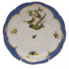Herend Rothschild Bird Blue Border Tea Saucer
