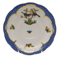 Herend Rothschild Bird Blue Border Tea Saucer Motif 09