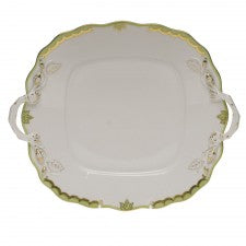 Herend Princess Victoria Green Square Cake Plate with Handles