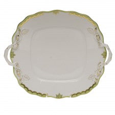 Herend princess victoria green square cake plate with handles