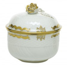 Herend Princess Victoria Gray Covered Sugar with Rose