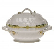Herend princess victoria green tureen with branch