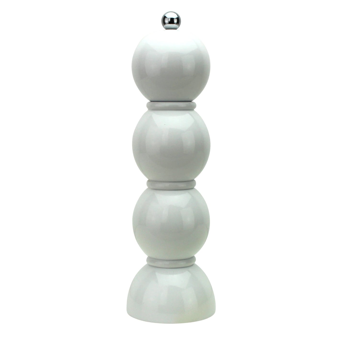 White Lacquer Bobbin Salt or Pepper Mill Grinder