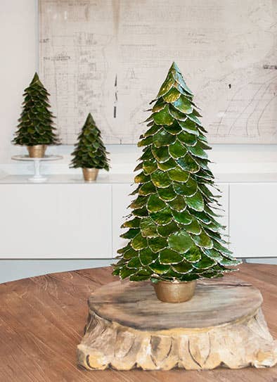 Potted Butterfly Leaf Cone Tree (Green/Gold): 18"