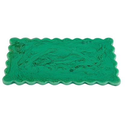 Green Scallop Cheese Board | Hand-Poured Resin | 14 x 8 in