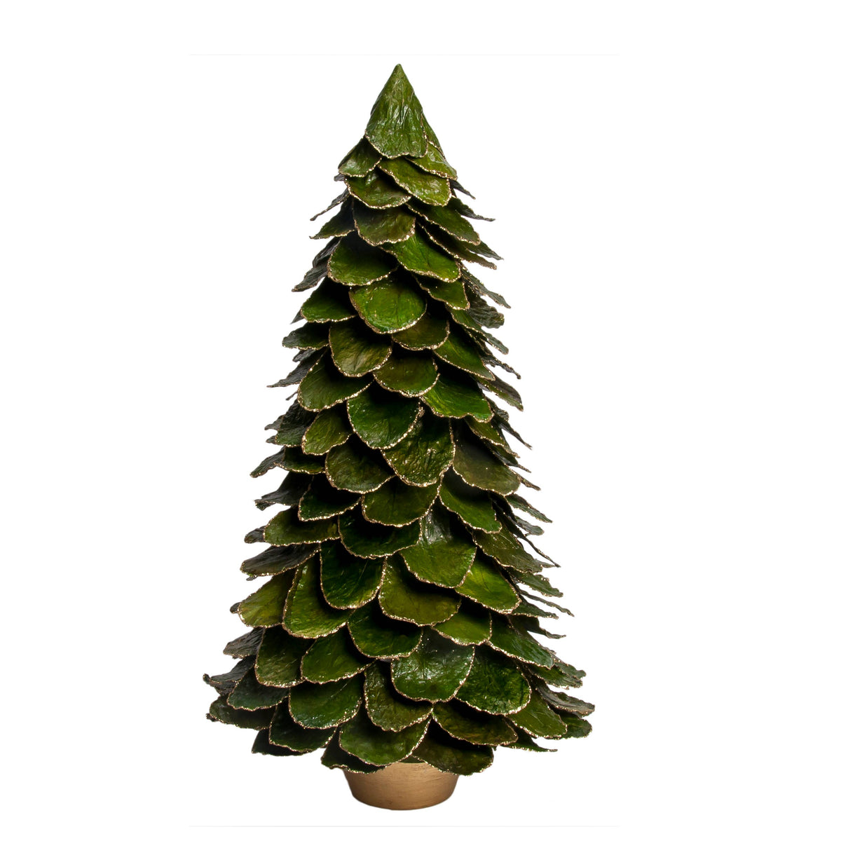 Potted Butterfly Leaf Cone Tree (Green/Gold): 14"