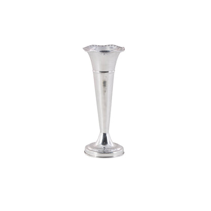 Traditional Silver Aluminum Fluted Vase