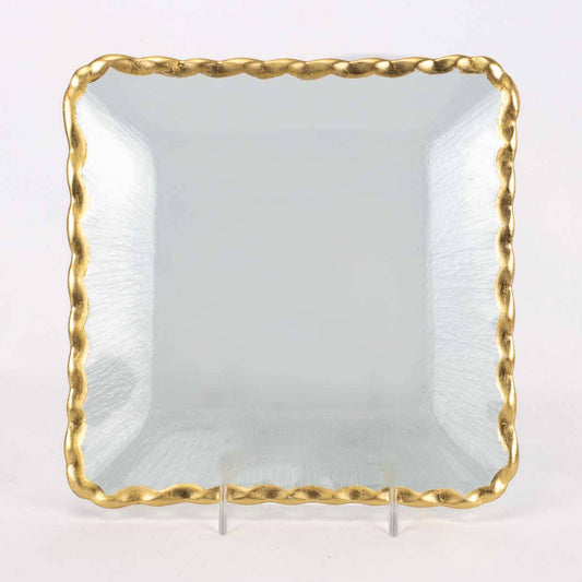 Latouche Square Serving Tray   Clear/Gold   8x8