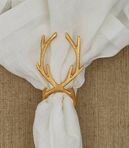 Gold Reindeer Napkin Ring Set of 4