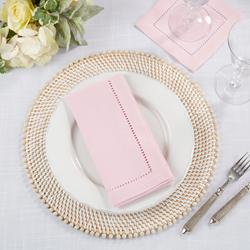 Poly Hemstitched Dinner Napkin: Pink / 20"