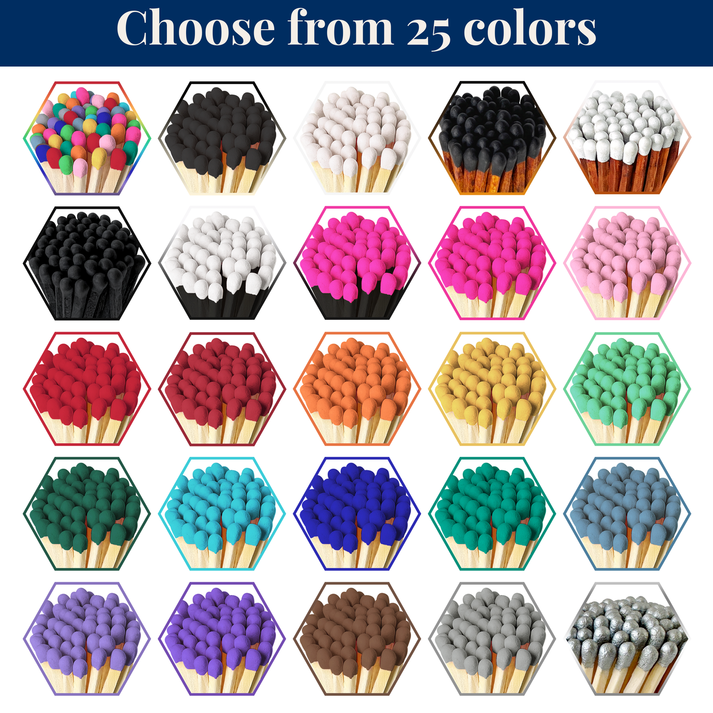 2" Matches + Mini Cloche - Colors of Your Choice + Strikers: White Tip