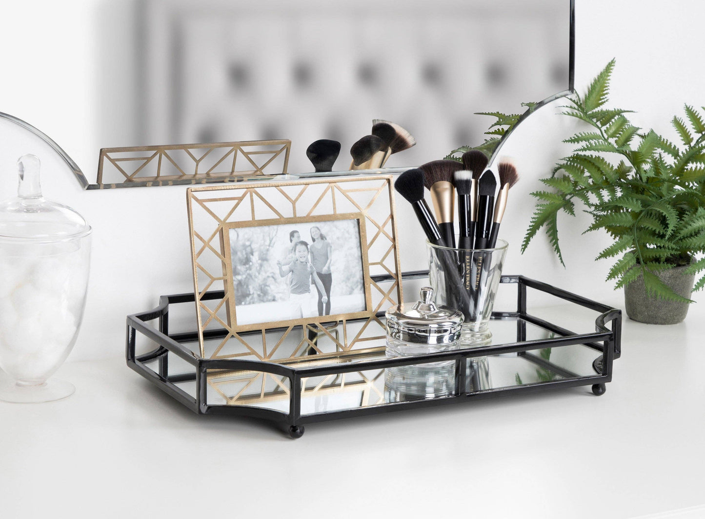 Gold Mirrored Scalloped Decorative Tray