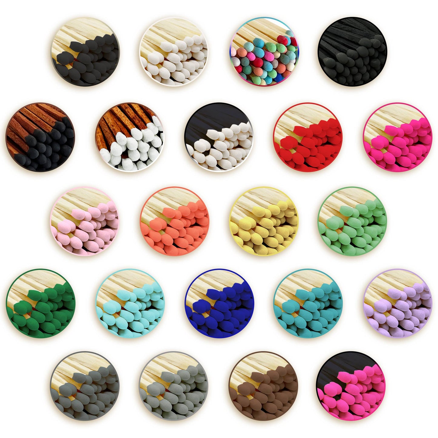 2" Matches + Mini Cloche - Colors of Your Choice + Strikers: White Tip