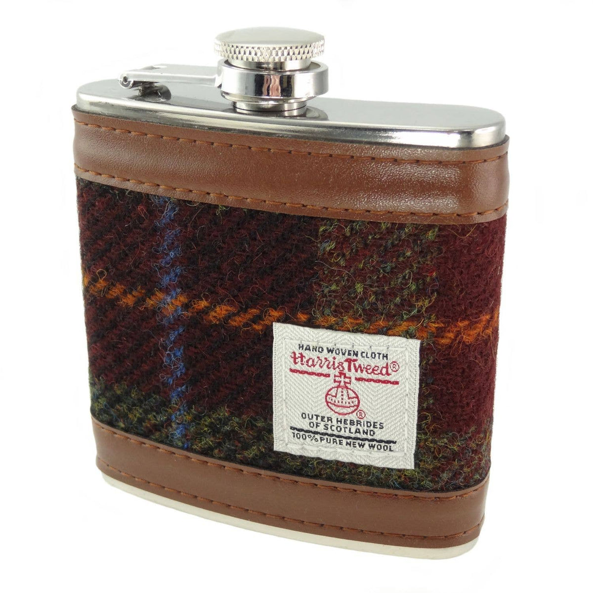 Harris Tweed 6oz Hip Flask - Multi Tartan Variations: MacLeod Tartan